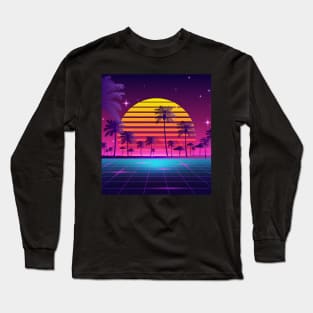 80s sunset synthwave Long Sleeve T-Shirt